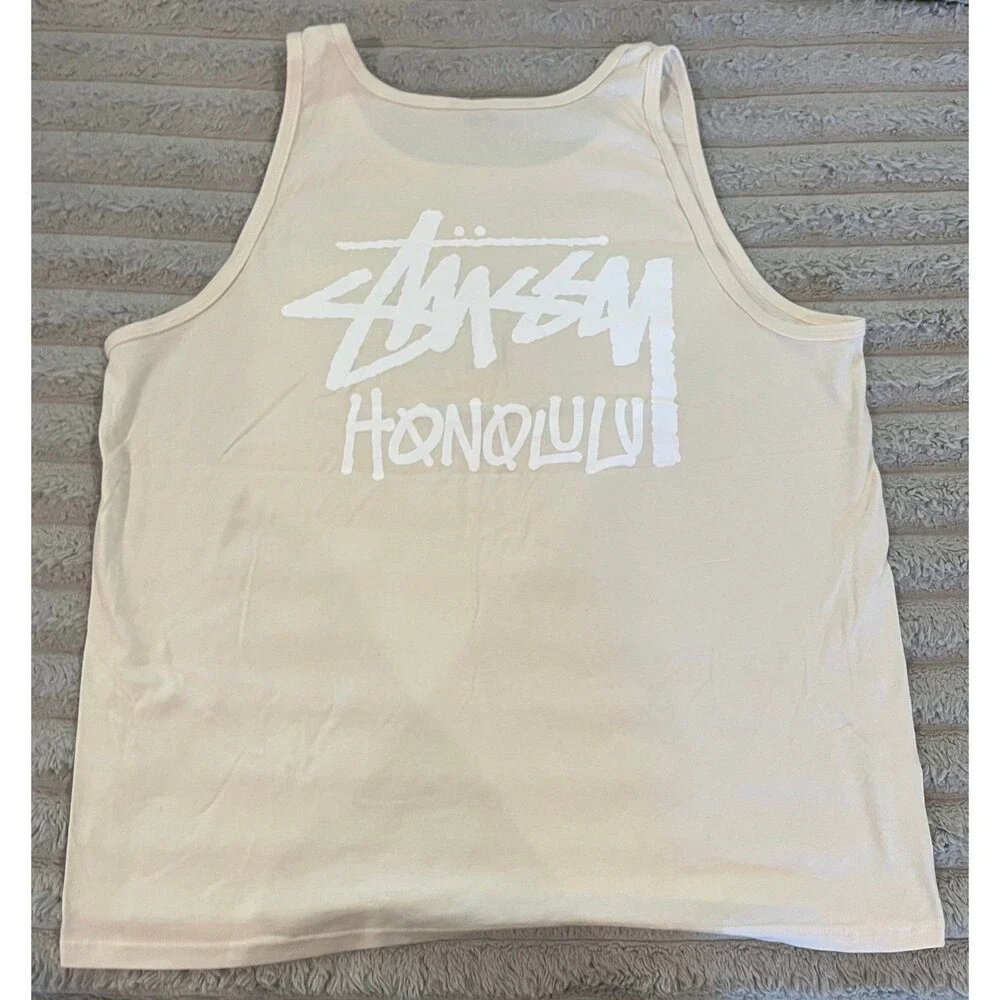 Stüssy Honolulu Tank Top – Men’s 2XL (Size Tag Cut) – Rare Discontinued – Cream/
